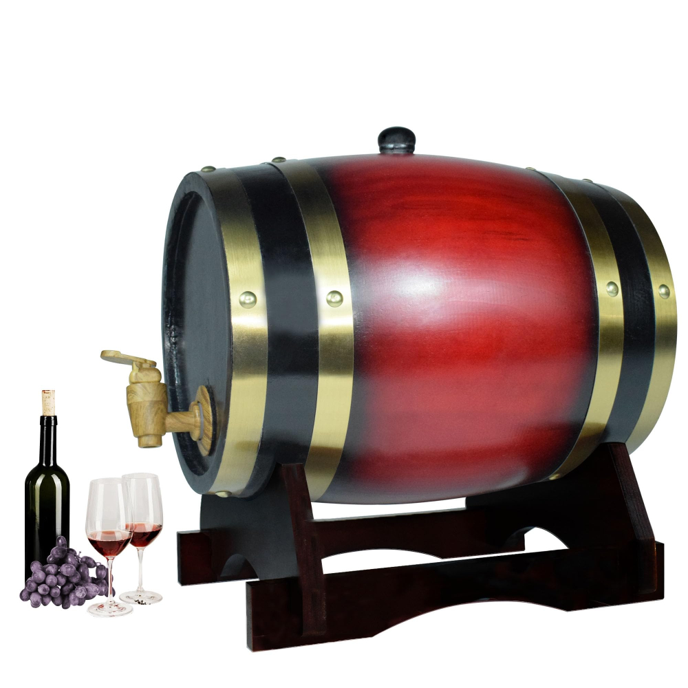 Wine Beer Spirit - ウイスキーバレルディスペンサー オーク樽熟成樽 木製ホームウイスキーバレルデカンター ワイン、スピリッツ、ビール用 1L/1.5L/3L ワインバーツール