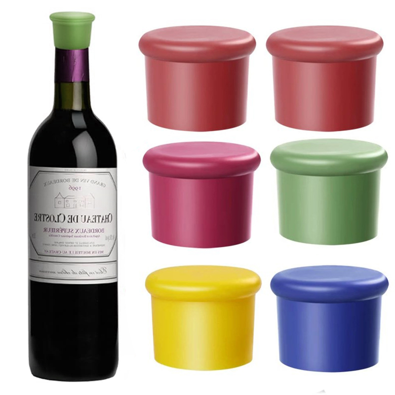 Wine Beer Spirits - 1/5 個ワインストッパー再利用可能なシリコーンコルクワイングラス飲料ビールシャンパンキッチンボトルキャップ耐久性のあるバーアクセサリー