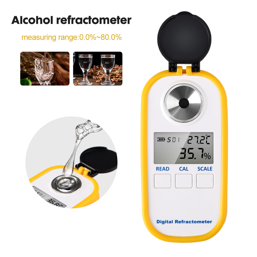 Wine Beer Spirits - デジタルアルコール屈折計 0-80% 高精度 LCD ディスプレイホワイトスピリットテスタービール酒ワイン屈折計比重計