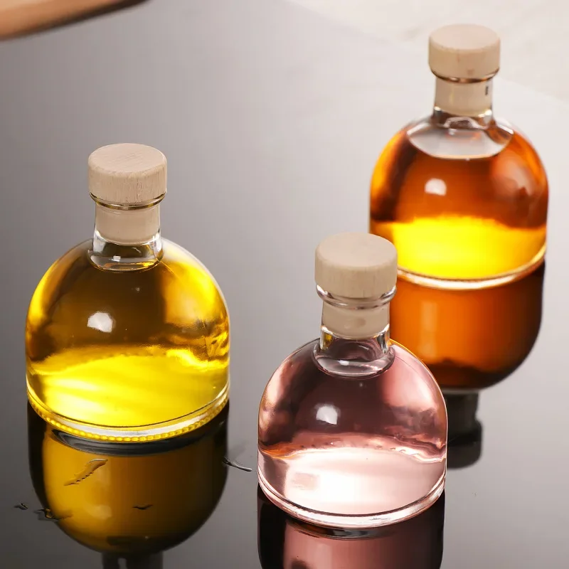 Wine Bottle Size - フレッシュキーグラスの小さなサイズ,100ml,丸い形,ディテール付きガラスボトル,ワインデカンター