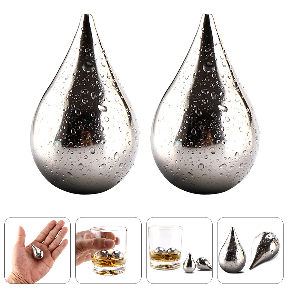 Wine Beer Spirits - 2個入り食品グレードステンレス製アイスストーン、飲み物を薄まらせずに冷やせる、ウイスキー、スピリッツ、白ワイン、ビールに最適なアイスキューブ