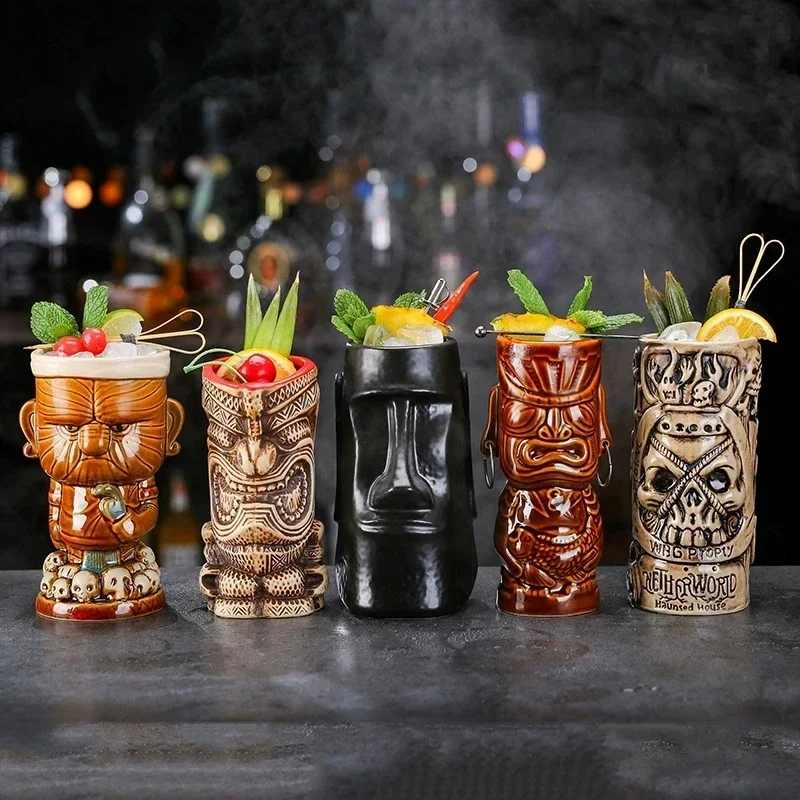60種類のセラミック製ハワイティキマグカップ、クリエイティブ - Wine Beer Type のレビューと価格