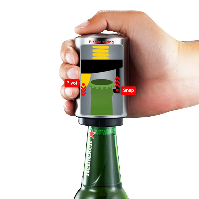 ステンレス製自動ビールボトルオープナー、曲がらないプッシュダ - Wine Beer Spirits のレビューと価格