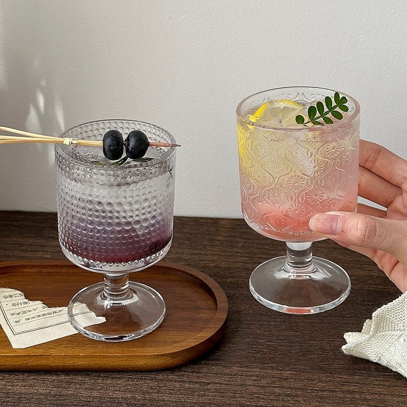 4 個セットヴィンテージエンボス加工混合パターンワイングラス - Wine Beer Mix のレビューと価格