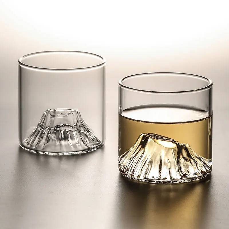 Fujiボトルグラス、ロックボトム、発行された氷、山の形、ガ - Wine Xo のレビューと価格